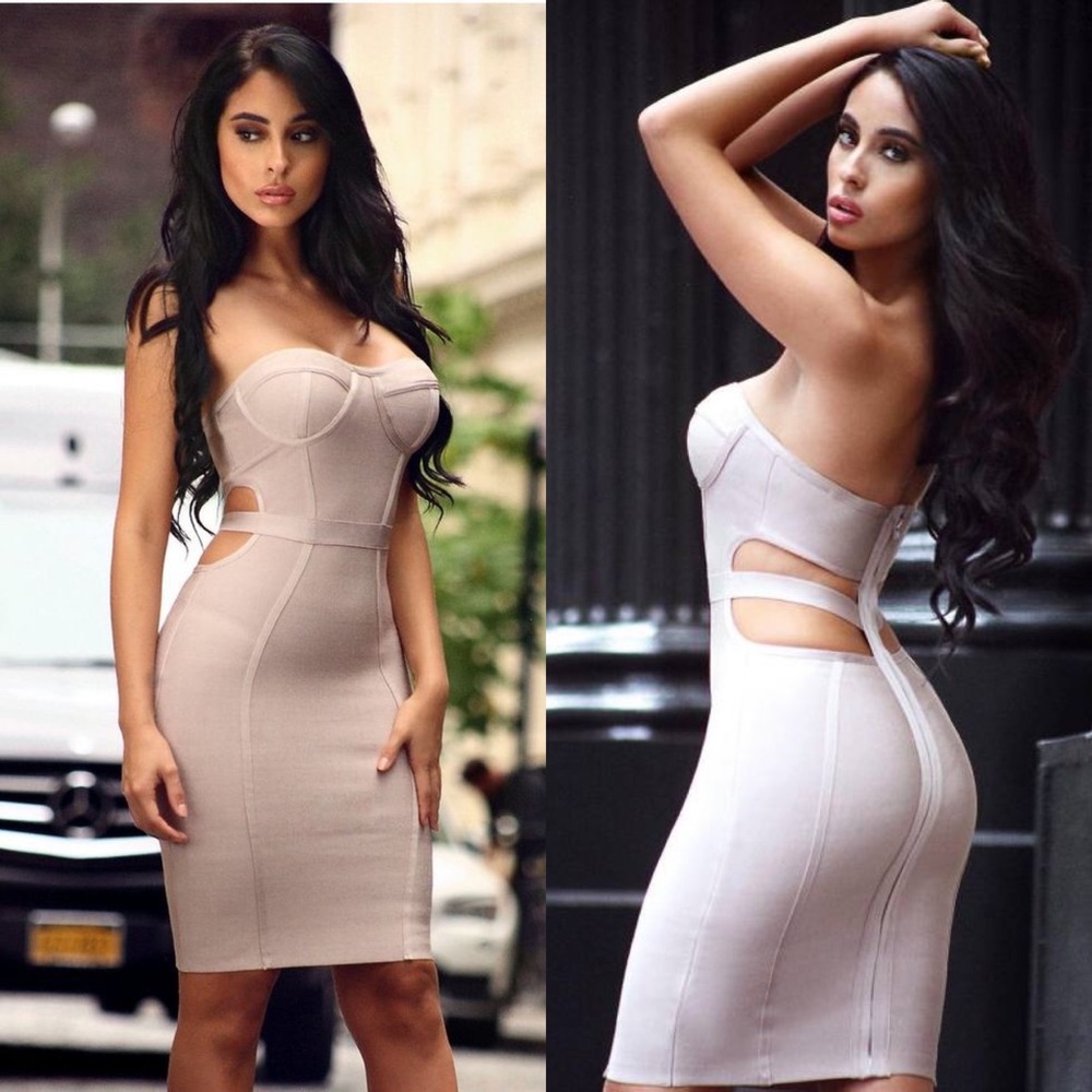 Miss Circle Bodycon Bandage Cut Out Open Back Dress Sz S
